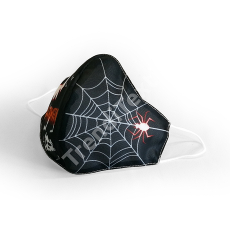 Halloween pókhálós fekete textil szájmaszk XL-es méret